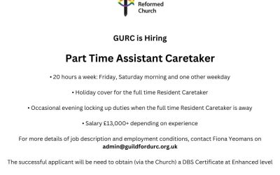 GURC is Hiring – Part-Time Assistant Caretaker Role (20 hours a week: Friday, Saturday morning and one other weekday)