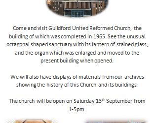 Heritage Open Day – Saturday 13 September – 1pm to 5pm