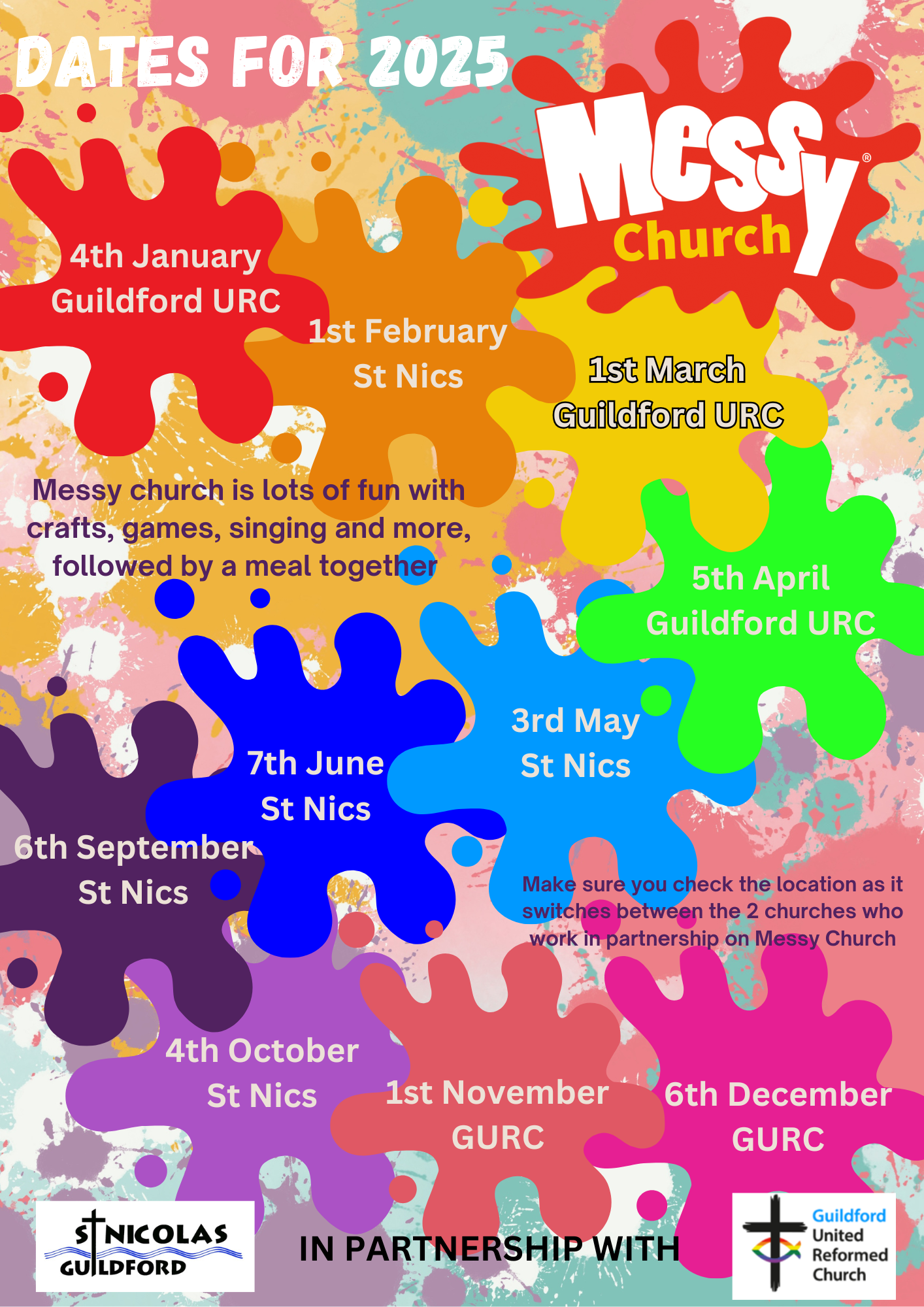 4 Jan GURC 1 Feb St Nics 1 March GURC 5 April GURC 3 May St Nics 7 June St Nics 6 Sept St Nics 4 October St Nics 1 November GURC (light party) 6 December GURC (1)