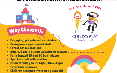 Child’s Play Pre-School held at Guildford United Reformed Church – Monday to Friday 8.30am to 2.45pm – PLACES AVAILABLE NOW